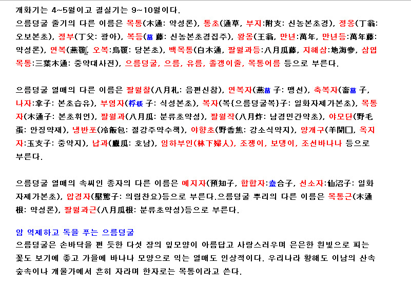 암 억제하고 독을 푸는 으름덩굴