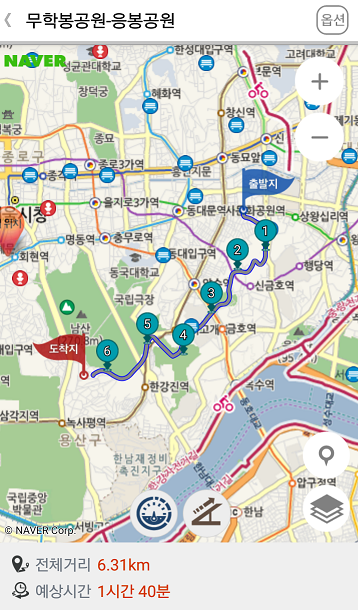 대현산 응봉공원 6.31km